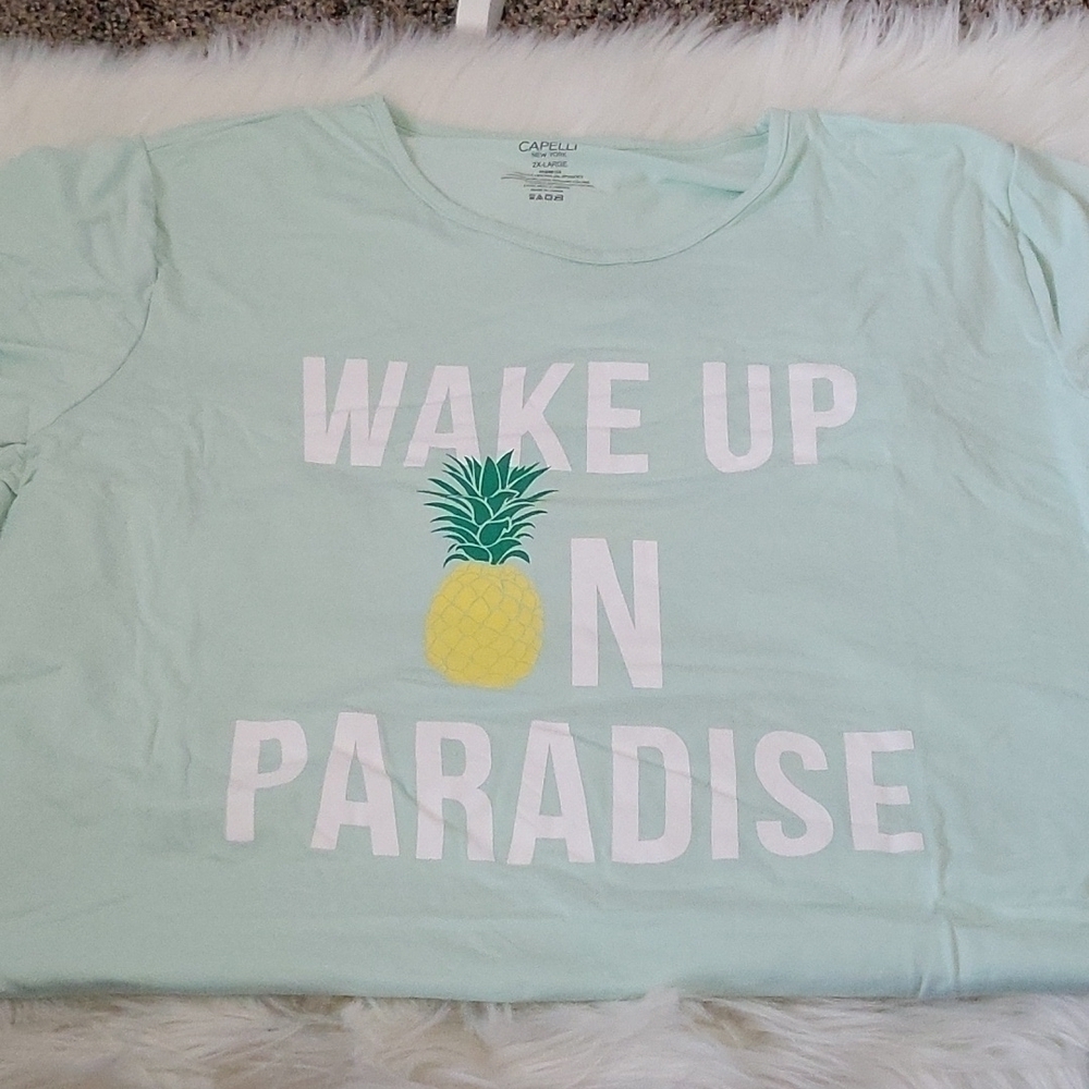 Capelli of New York mint green and gray pineapple capri sleep set NWT - Picture 2 of 7